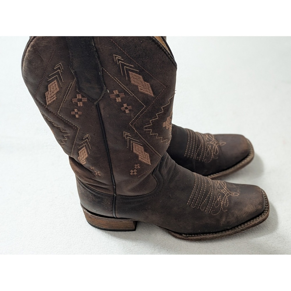 CIRCLE G by CORRAL Women's Black/Brown Distressed Arrowhead Boots Sz 8 - Picture 6 of 11